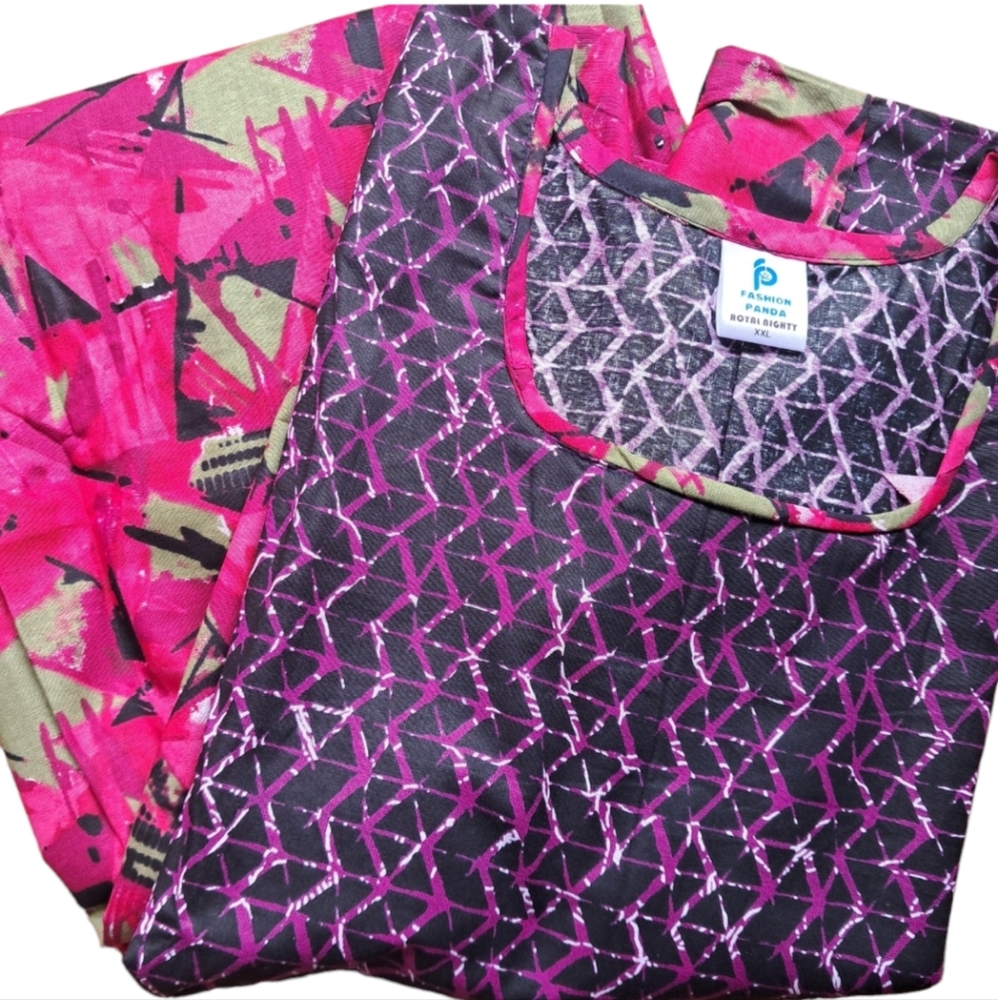 100% Cotton Pure Gown Nighty ( Combo of 2) - Picture 2 of 4